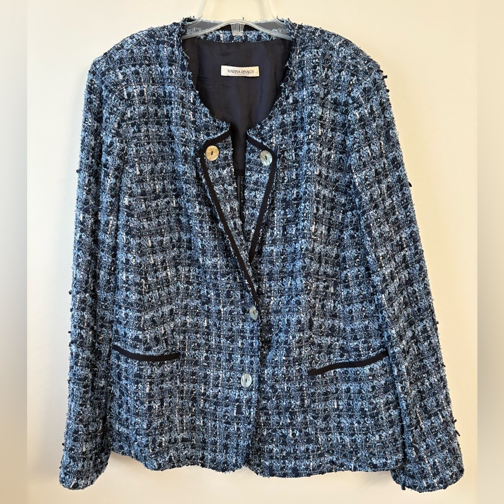 🍁SOLD🍁
Marina Rinaldi Blue Jacket Blazer Luxury Timeless Old Money Career NWT